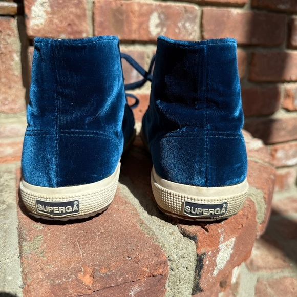 Superga Blue Velvet High-Top Sneakers - Picture 8 of 9